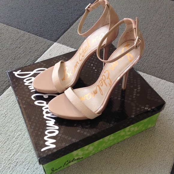 Sam Edelman, Eleanor Patent nude / blush Snake Print, high heel Sandals - Picture 5 of 8